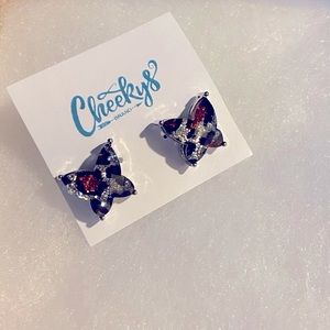 Leopard butterfly earrings